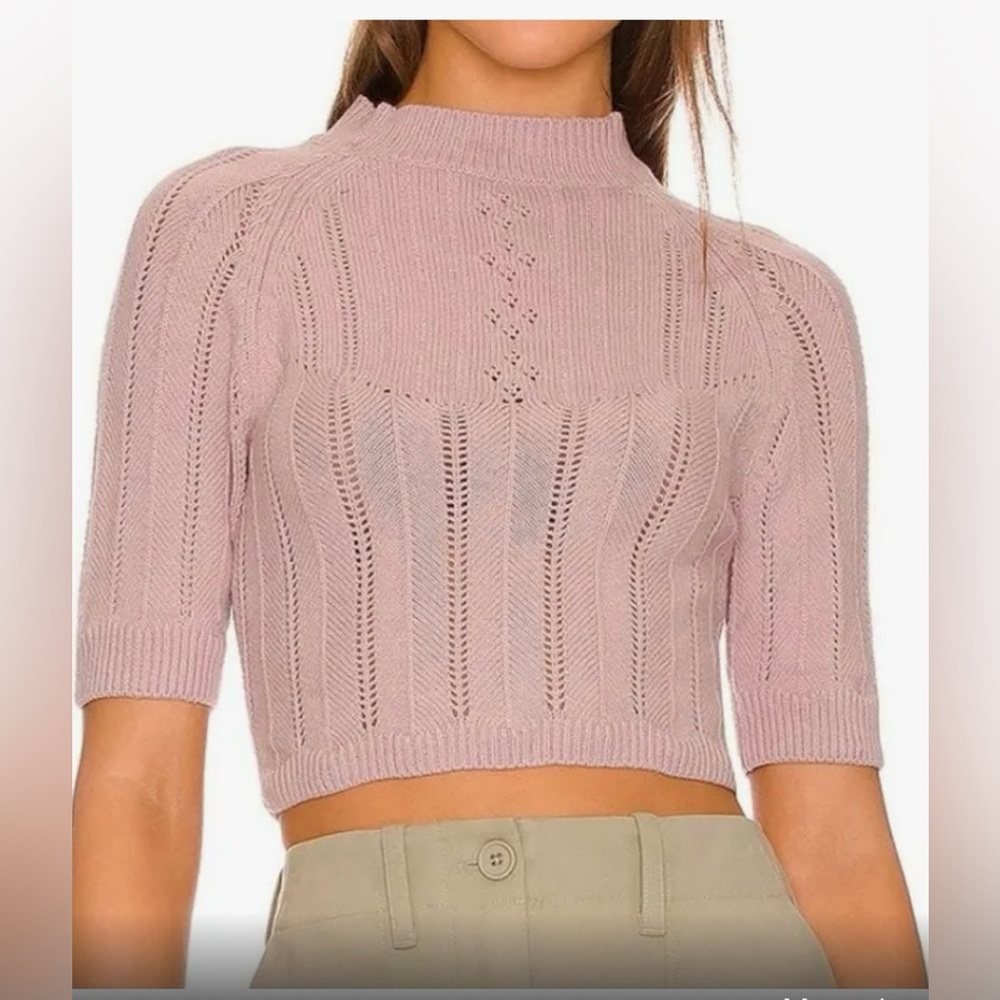 small free people intimately the tony swit sweater pointelle cutout back pink